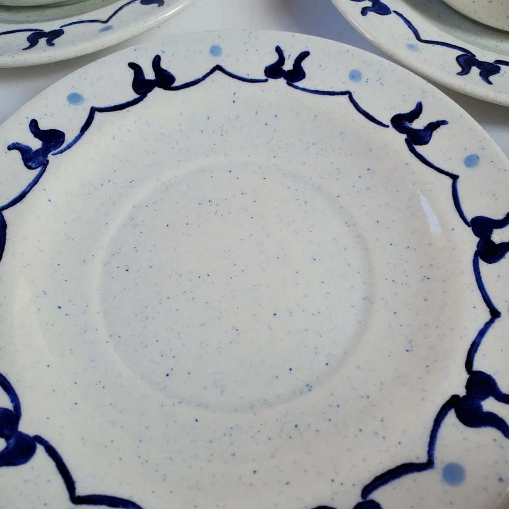 Vintage Metlox Provincial Blue Poppy Trail 4 Coffee Cups and Saucers Cottagecore